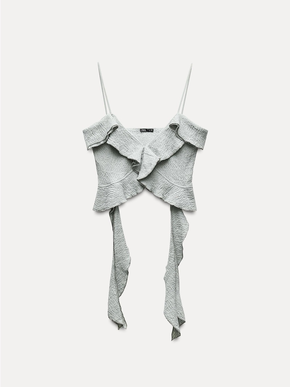 Zara Ruffled Textured Crop Top NWOT